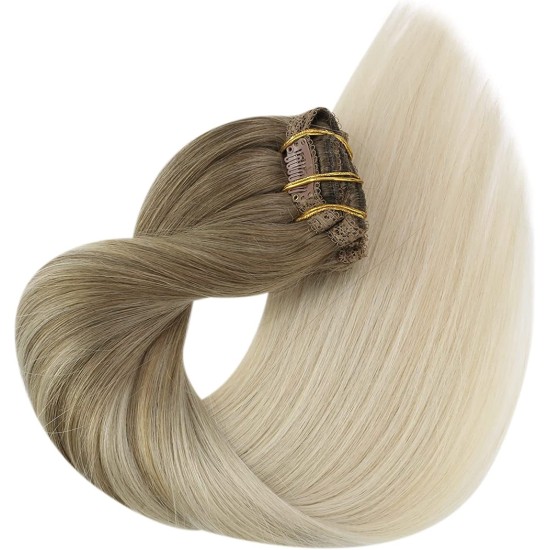 Clip Hair Ombre Color #8 Ash Brown/#60 Platinum Blonde 120 Grams/ 18" 