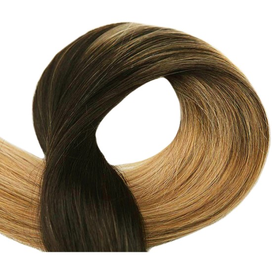 #2/12 DARKEST BROWN/LIGHT GOLDEN BROWN Tape-in Ombre Hair Extensions 20pcs/qty 20"