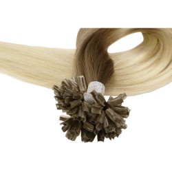 #8/60 ASH BROWN/PLATINUM BLONDE U-tip Ombre Pre-bonded Fusion Hair Extensions 50g/qty 20"