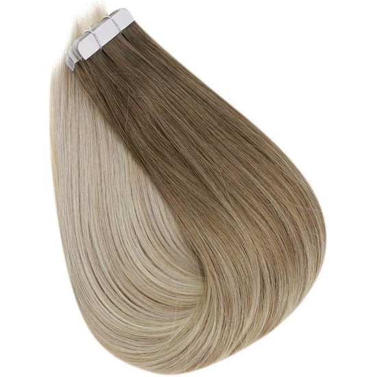 #8/18 ASH BROWN/ASH BLONDE Tape-in Ombre Hair Extensions 20pcs/qty 20"