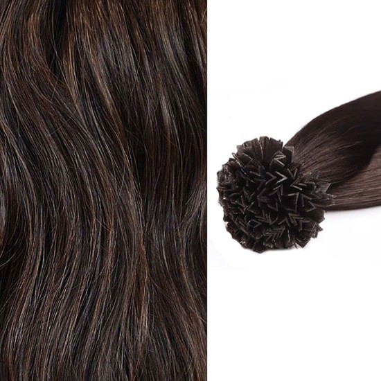 V-tip Fusion/Pre-bonded #2 DARKEST BROWN 50g/Qty Length 20" 6A PREMIUM V-tip Fusion/Pre-bonded #2 DARKEST BROWN 50g/Qty Length 20" 6A PREMIUM