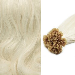 #60 PLATINUM BLONDE V-tip Fusion Pre-bonded Premium 6A Hair Extensions 50g/qty 20"