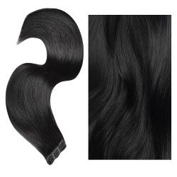 #1 JET BLACK Flat Track Weft Premium 6A Hair Extensions 100g 20''; 22''