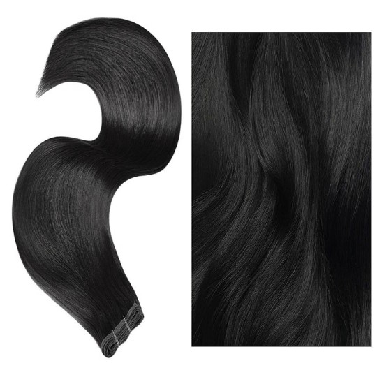 Flat Track Weft/Weave Hair Extensions (P.Virgin 6A) #1 JET BLACK 100g Lengths 20" & 22" Premium Quality Flat Track Weft/Weave Hair Extensions (P.Virgin 6A) #1 JET BLACK 100g Lengths 20" & 22" Premium Quality