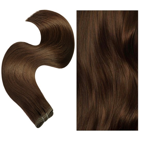 Flat Track Weft/Weave Hair Extensions(P.Virgin 6A) #3 DARK BROWN 100g Lengths 20" & 22" Premium Quality