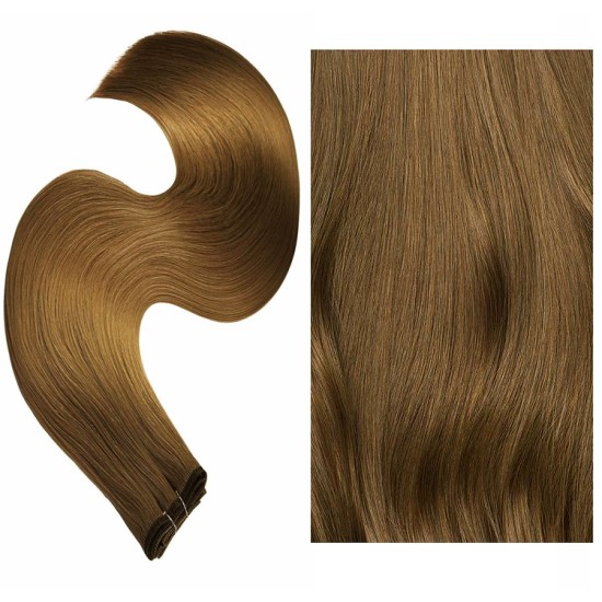 #6 CHESTNUT BROWN Flat Track Weft Premium 6A Hair Extensions 100g 20"/22"