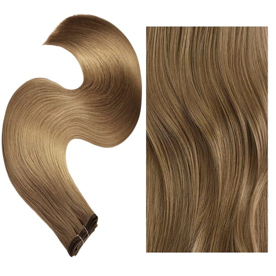 #8 ASH BROWN Flat Track Weft Premium 6A Hair Extensions 100g 20''/22''