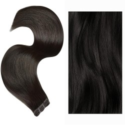 #1B NATURAL BLACK Flat Track Weft Premium 6A Hair Extensions 100g 20"