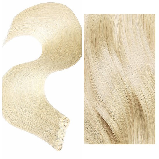 #613 PEARL BLONDE Flat Track Weft Premium 6A Hair Extensions 100g 20''