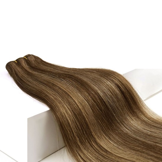 #3/22 DARK BROWN/BEACH BLONDE Weft/Weave Highlight Hair Extensions 120g 20"