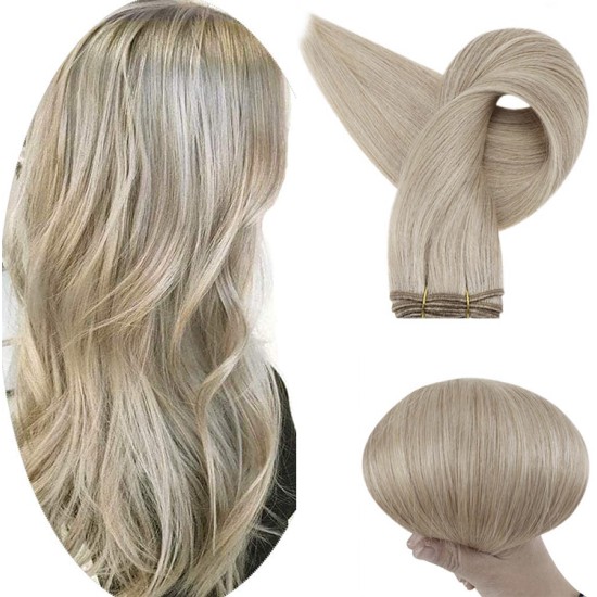 #18 ASH BLONDE Straight Weft / Weave Human Hair Extensions 20" 120g