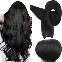 #1 JET BLACK Weft/Weave Hair Extensions 120g 20"