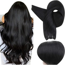 #1 JET BLACK Weft/Weave Hair Extensions 120g 20"