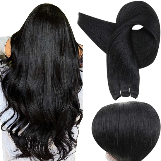 #1 JET BLACK Weft/Weave Hair Extensions 120g 20"