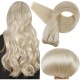 #60 PLATINUM BLONDE Straight Weft / Weave Human Hair Extensions 20" 120g