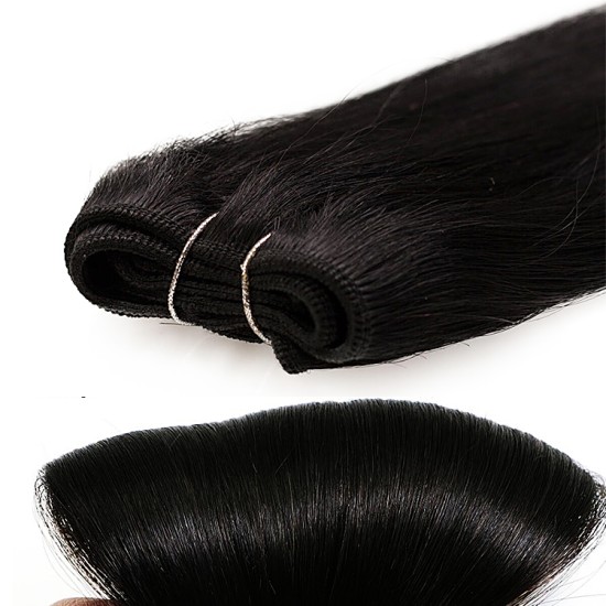#1 JET BLACK Straight Weft / Weave Human Hair Extensions 20" 120g